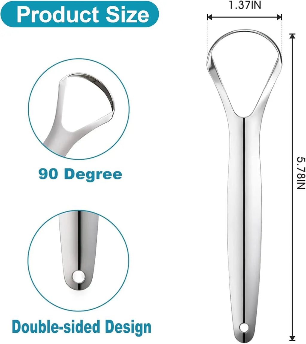Fights Bad Breath Tongue Cleaner, Stainless Steel Scraper, Removes Bacteria & Coating, for Fresh Breath Daily