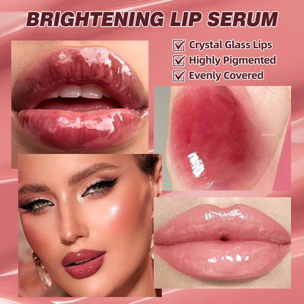 QIBEST Mirror Pearl Watery Crystal Jelly Lipgloss Lasting Moisturizing Lipstick Shine Glitter Lip Glaze Non Stick Cup Lip Makeup
