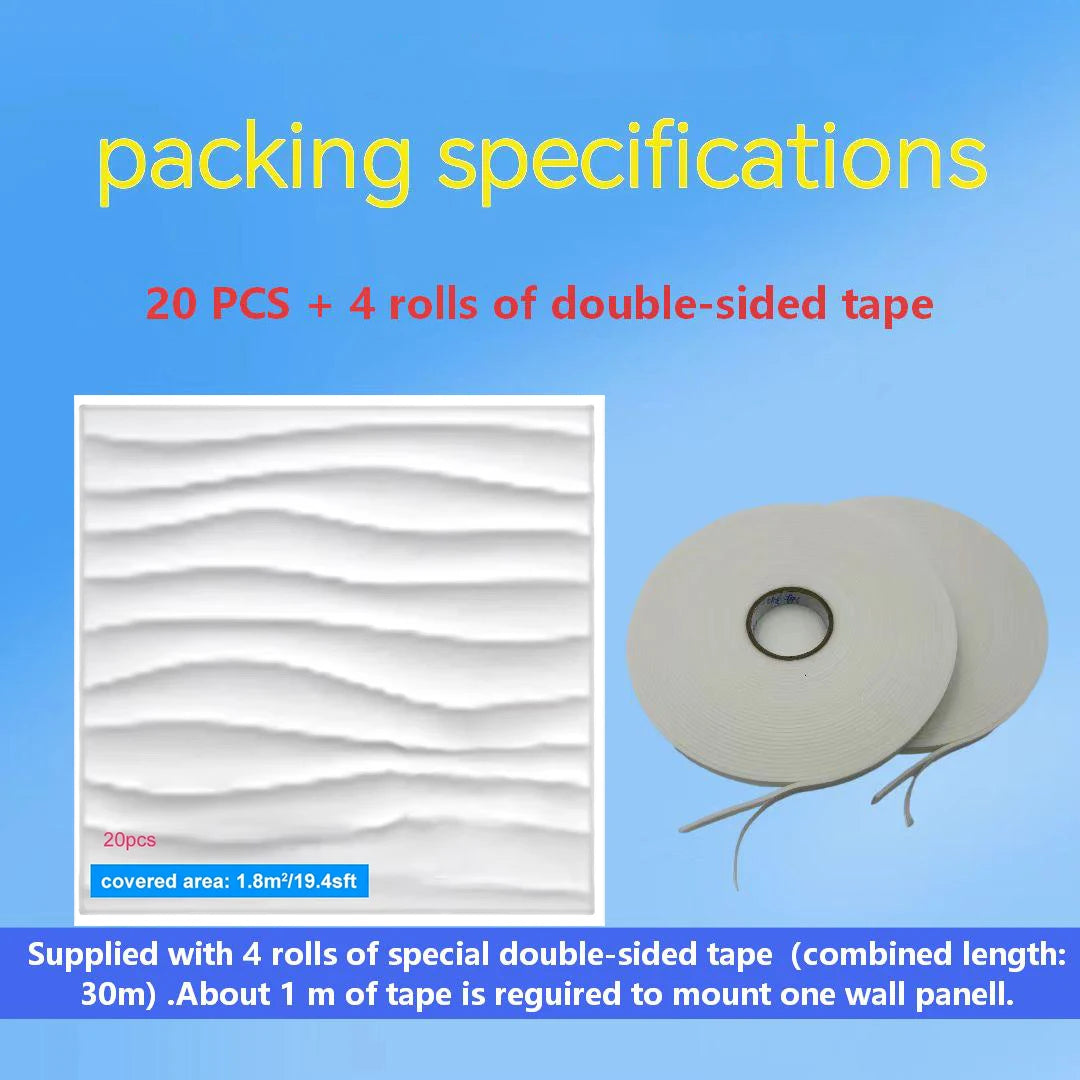 20PCS 3D Wall Panels 30x30cm Indoor Wall Decoration for Living Room Bedroom Hotel Office  Mural Tile-Panel-Mold 3D Wall Sticker