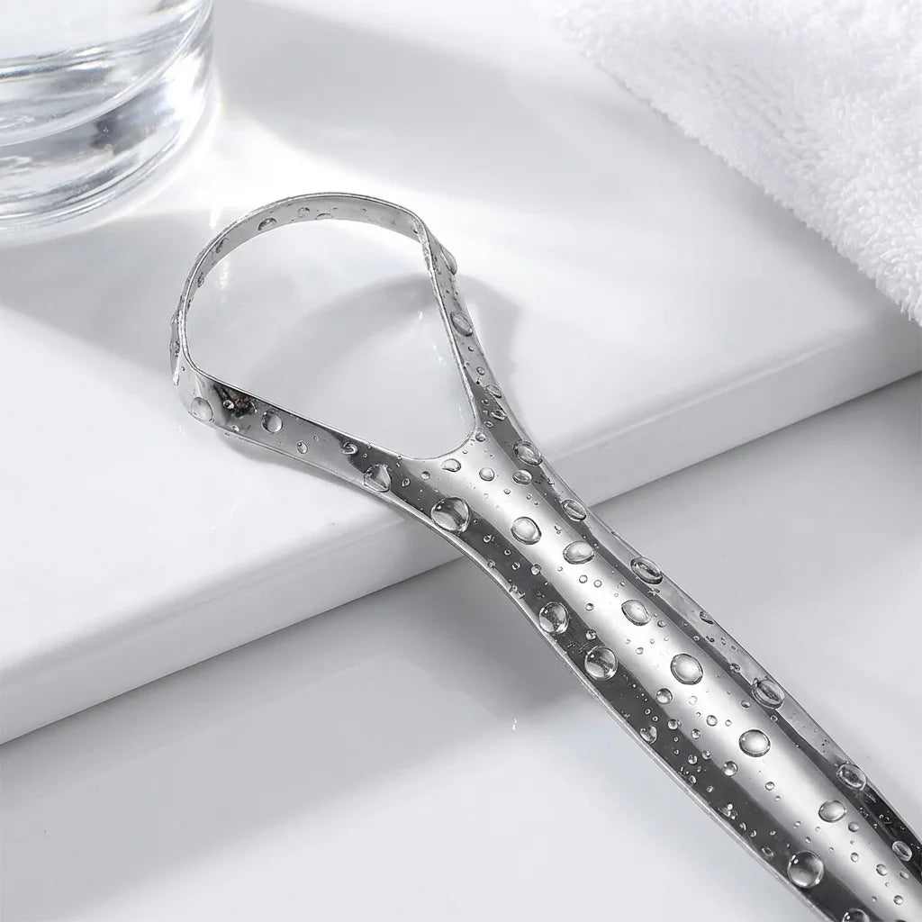 Fights Bad Breath Tongue Cleaner, Stainless Steel Scraper, Removes Bacteria & Coating, for Fresh Breath Daily