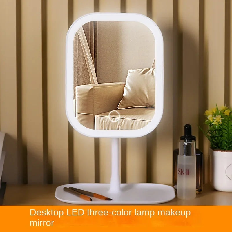 New 3 Colors Dimmable Lights Rechargeable LED Vanity Mirror - Touch Control Portable Cosmetic Mirror for Home Travel