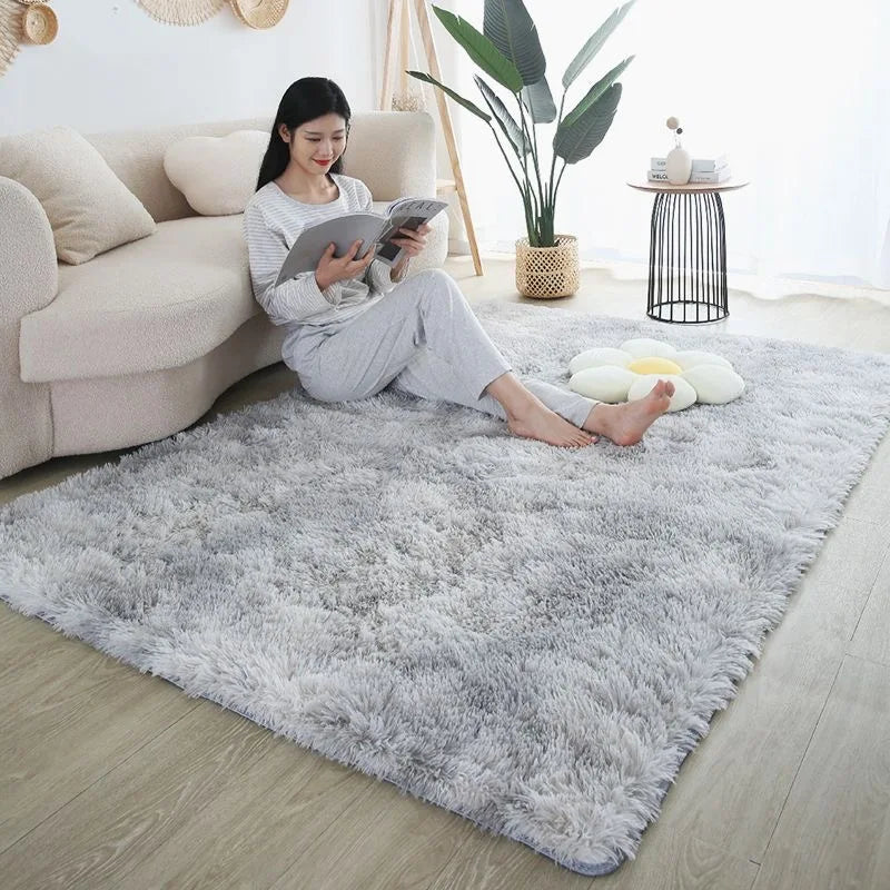 Furry Carpet Living Room Mat Modern Bedroom Nordic Style Decoration Carpet Large Size Black Gray White Non Slip Children's Rugs