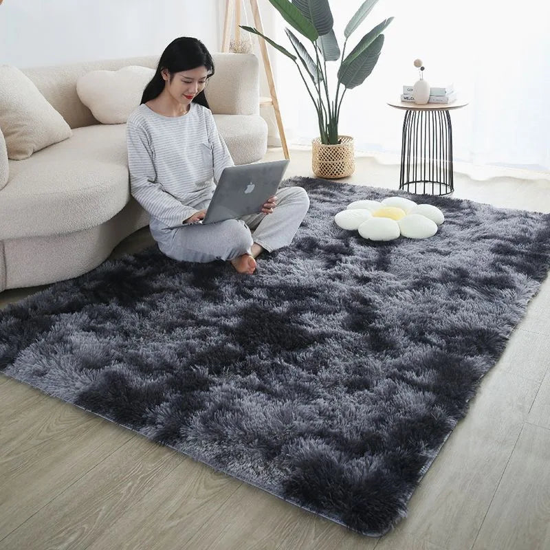Furry Carpet Living Room Mat Modern Bedroom Nordic Style Decoration Carpet Large Size Black Gray White Non Slip Children's Rugs