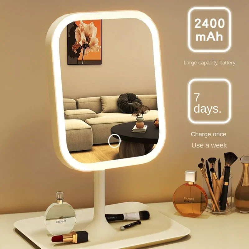 New 3 Colors Dimmable Lights Rechargeable LED Vanity Mirror - Touch Control Portable Cosmetic Mirror for Home Travel