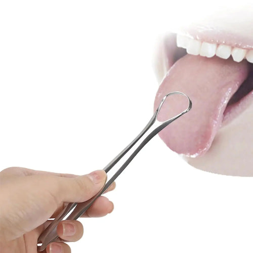 Fights Bad Breath Tongue Cleaner, Stainless Steel Scraper, Removes Bacteria & Coating, for Fresh Breath Daily
