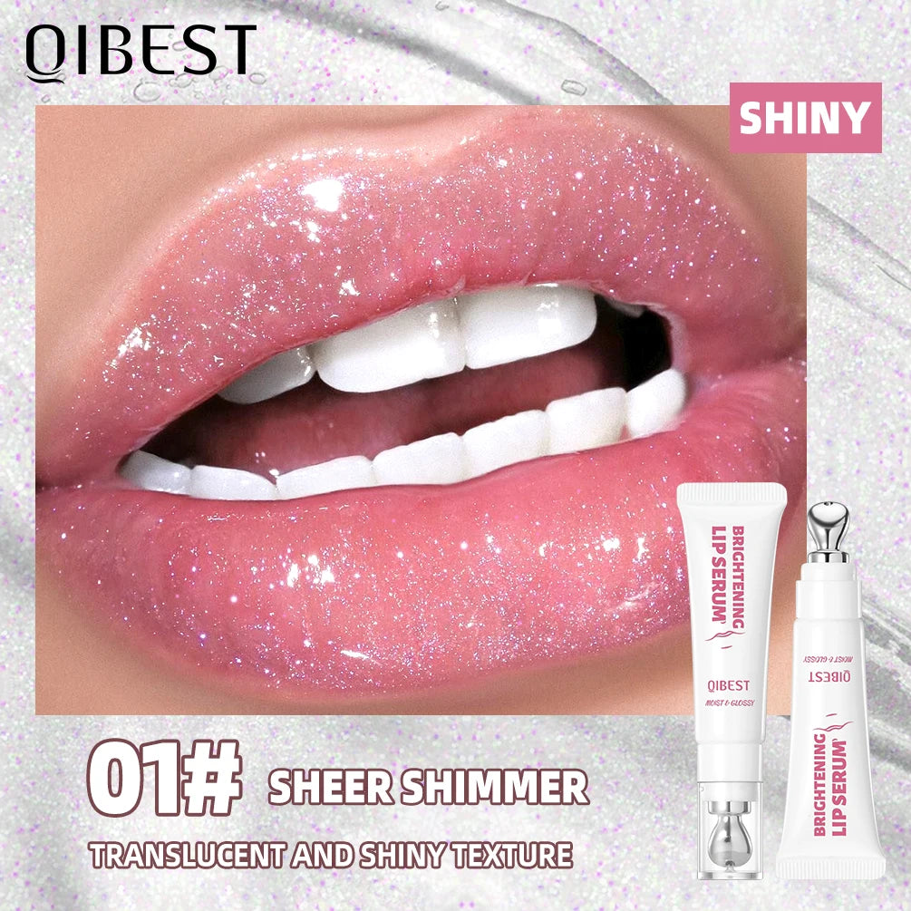 QIBEST Mirror Pearl Watery Crystal Jelly Lipgloss Lasting Moisturizing Lipstick Shine Glitter Lip Glaze Non Stick Cup Lip Makeup