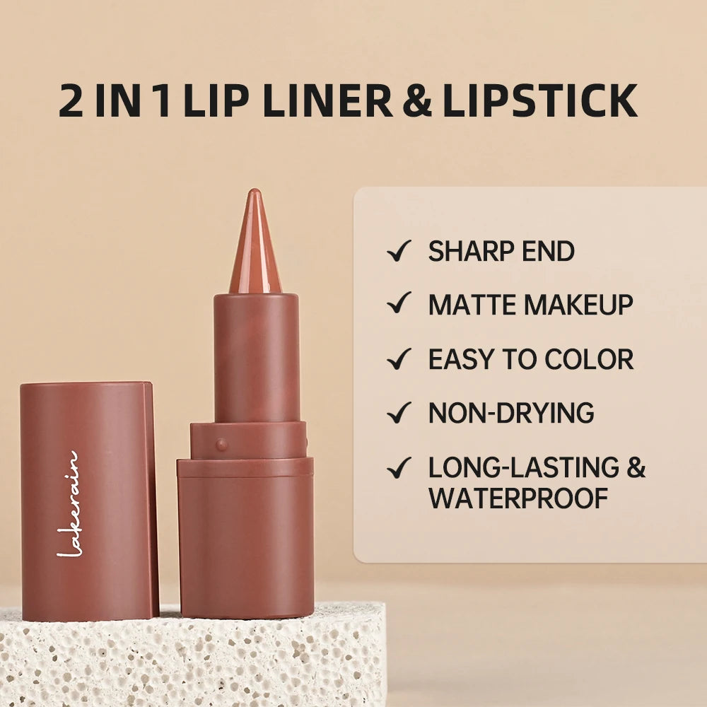 6Colors Liner Lipstick Matte Black Brown Velvet Lipstick Waterproof Non Sticky Contouring Tint Lipliner Crayon Lip Makeup