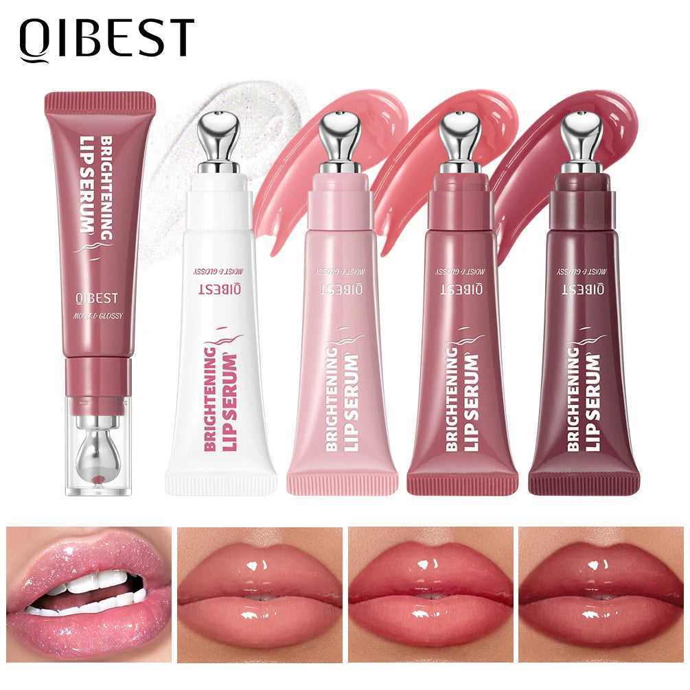 QIBEST Mirror Pearl Watery Crystal Jelly Lipgloss Lasting Moisturizing Lipstick Shine Glitter Lip Glaze Non Stick Cup Lip Makeup