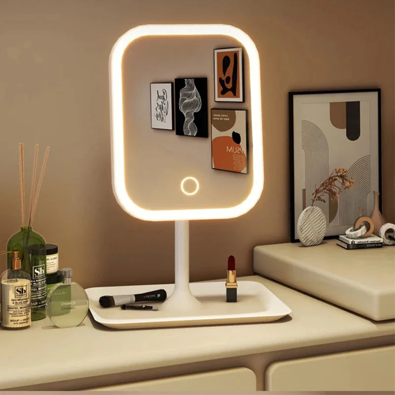 New 3 Colors Dimmable Lights Rechargeable LED Vanity Mirror - Touch Control Portable Cosmetic Mirror for Home Travel