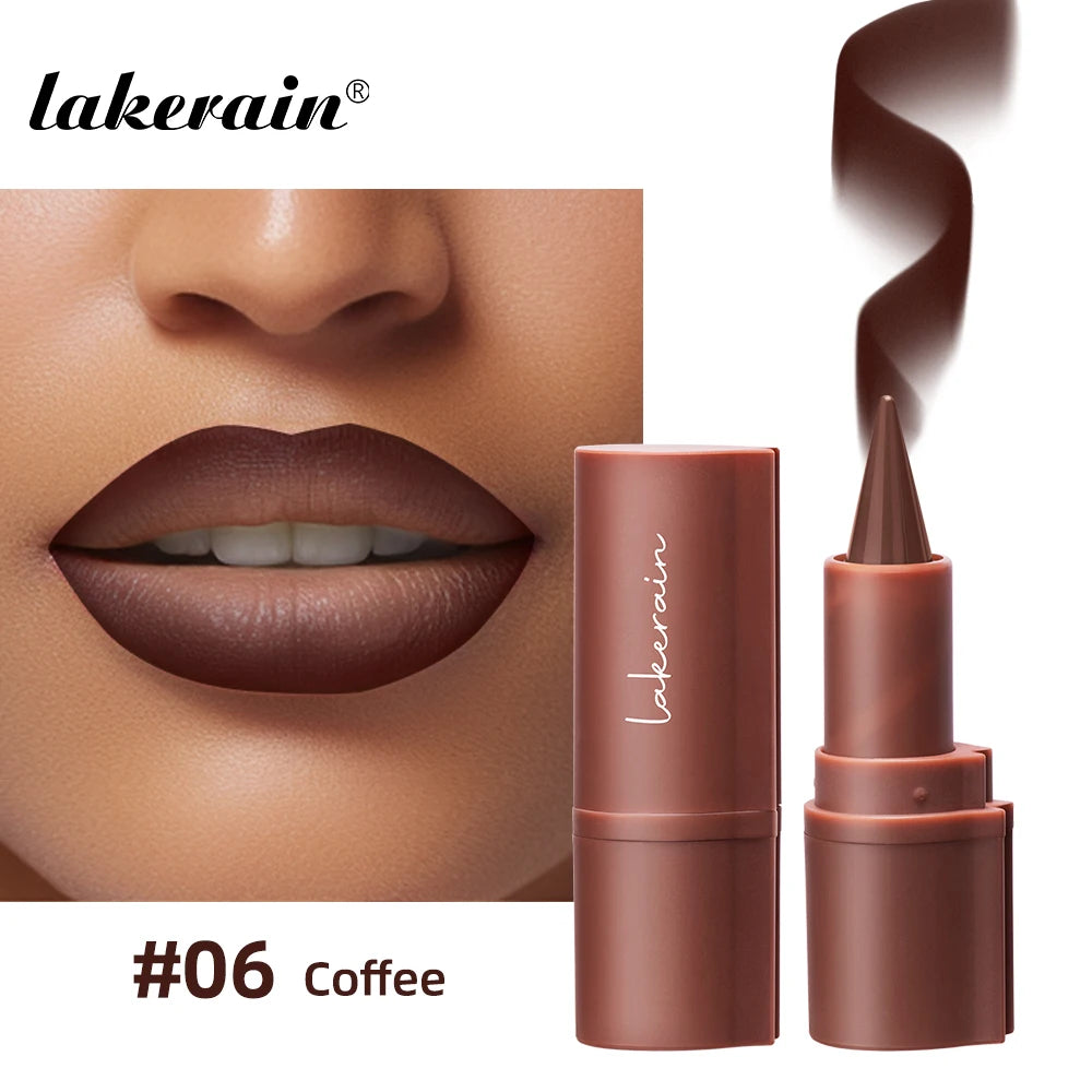 6Colors Liner Lipstick Matte Black Brown Velvet Lipstick Waterproof Non Sticky Contouring Tint Lipliner Crayon Lip Makeup