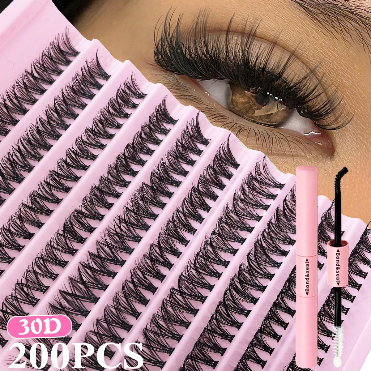 Eyelashes 200 PCS Clusters Lash Bond and Seal Makeup tools DIY Lashes Extension kit for gluing Lashes Gluing Glue Accessories