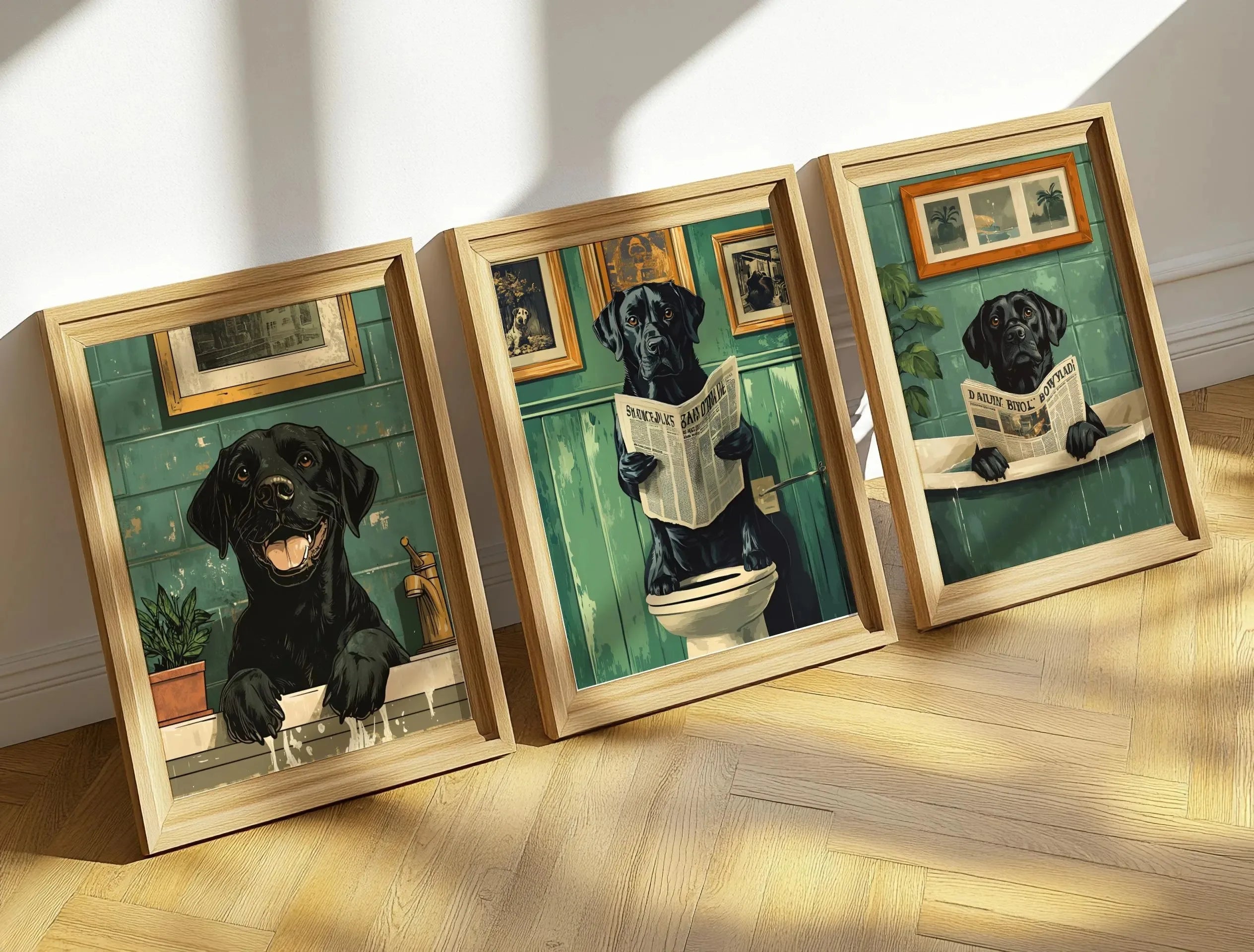 Funny Bathroom Black Cat Canvas Poster Retro Animal Toilet Wall Art Prints for Modern Living Room Bedroom Bathroom Home Decor